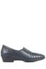 Pavers Blue Navy Ladies Wide Fit Leather Slip-On Shoes