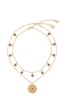 Kate Thornton Gold Tone/Pink Layered Star And Boho Coin Necklace