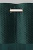 Bottle Green Velvet Quilted Hamilton Top Panel Eyelet Lined Curtains