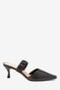 Black Signature Leather Ruched Mules