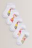 White Floral 5 Pack Footbed Trainer Socks