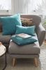 Teal Blue Soft Velour Small Square Cushion