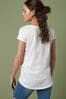 Embellished Star White Curved Hem T-Shirt