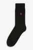 Black Monogram 10 Pack Men's Embroidered Socks
