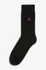 Black Monogram 10 Pack Men's Embroidered Socks