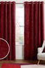 Red Cosy Chenille Eyelet Lined Curtains