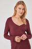 Berry Red Slouch V-Neck Long Sleeve T-Shirt