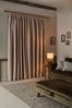 Natural Windowpane Check Pencil Pleat Lined Curtains