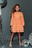 Apricot Orange 3D Floral Mesh Sequin Long Sleeve Party Dress (3-16yrs)