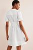 Boden White Linen Pintuck Detail Mini Dress