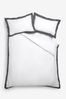 White/Grey Oxford Edge Collection Luxe 300 Thread Count 100% Cotton Sateen Border Duvet Cover And Pillowcase Set