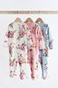 Pastel Floral Baby Sleepsuits 3 Pack (0-2yrs)