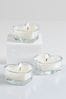 Set of 3 Clear Heart Shaped Unfragranced Glass Scented Candle