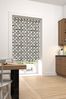 Black Mono Retro Geo Floral Made To Measure Roller Blind
