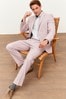 Pink Slim Fit Stretch Marl Suit: Jacket