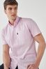 Light Pink Regular Fit Short Sleeve Easy Iron Button Down Oxford Shirt