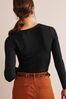 Boden Black Knot Front Flare Sleeve Top