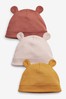 Ochre Yellow 3 Pack Baby Beanie Hats (0-18mths)