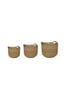 Ivyline Set of 3 Natural Natural Woven Baskets with Linear