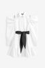 Karl Lagerfeld Cold Shoulder Poplin White Shirt Dress