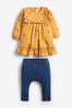 Ochre Yellow Baby Dress And Leggings Set (0mths-2yrs)