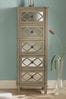 Pacific Lifestyle Dove Grey Mirrored Pine Wood 5 Drawer Tall Boy