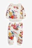 White Floral Baby Sweatshirt And Jogger Set (0mths-2yrs)