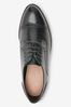 Black Leather Brogue Detail Lace-Up Shoes
