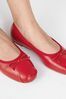 Red Leather Regular/Wide Fit Signature Ruched Ballerina Shoes