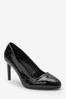 Black Extra Wide Fit Almond Toe Court Shoes