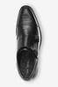 Black Leather Toe Cap Double Monk Shoes