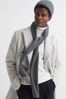 Reiss Charcoal Chesterfield Merino Wool Ribbed Scarf