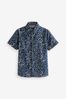 Indigo Blue Printed Short Sleeve Shirt (3-16yrs)