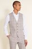 MOSS Tailored-Fit Natural Taupe Check Linen Waistcoat