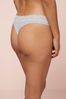 Grey Marl Thong Lace Trim Cotton Blend Knickers 4 Pack