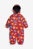 Red Animal Print Waterproof Fleece Lined Puddlesuit (3mths-7yrs)
