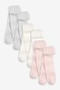Pink/Grey 6 Pack Newborn Cable Knit Tights (0mths-2yrs)