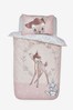 Pink Disney Bambi 100% Cotton Reversible Duvet Cover and Pillowcase Set