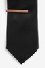 Black/Rose Gold Slim Textured Tie With Tie Clip