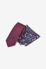 Burgundy Red Slim Tie And Pocket Square Set