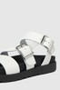 Schuh White Chaser Leather Chunky Buckle Sandals