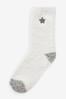 Grey/Ecru Cream Star Cosy Bed Socks 2 Pack