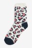 Pink/Navy Animal Print Cosy Bed Socks 2 Pack