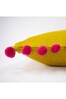 Riva Paoletti Bamboo Yellow/Magenta Pink Mardi Gras Pom-Pom Polyester Filled Cushion