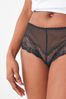 Black Short Microfibre And Lace Knickers