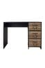 3 Drawer Desk in Black with Wood Effect By Lloyd Pascal