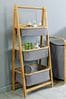 Climate 3 Tier Folding Basket Storage in Grey and Bamboo By Lloyd Pascal