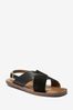 Black Regular/Wide Fit Forever Comfort® Crossover Leather komen Sandals