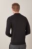 Black with Stag Embroidery Knitted Polo Shirt