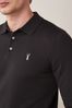 Black with Stag Embroidery Knitted Polo Shirt